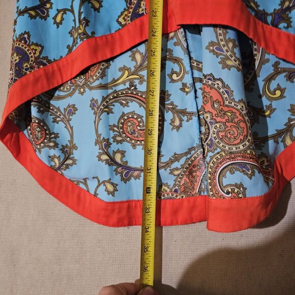 Nicole By Nicole Miller Paisley Blouse High Low Sz Medium Retro Bright Boho Chic - Picture 6 of 8